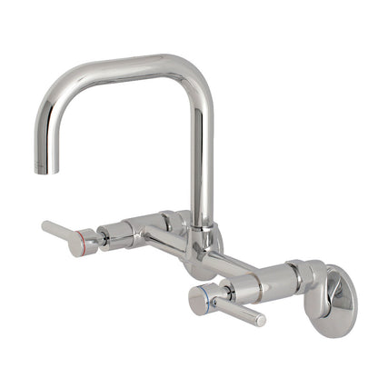 Kingston Brass KS813SB Concord Wall Mount Bridge Kitchen Faucet right side view showcasing sleek cylindrical design.