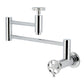 Kingston Brass KS8103RKZ Wendell Wall Mount Pot Filler Faucet with Knurled Handle, Antique Brass in polished chrome finish