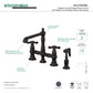 Kingston KS7277AXBS English Country Bridge Kitchen Faucet with Brass Sprayer, Brushed Brass and Metal Cross Handles