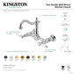 Kingston KS1263BPL Bel-Air Two-Handle Wall Mount Bridge Kitchen Faucet, Antique Brass with porcelain levers and brass construction