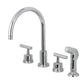 Kingston Brass KS8728CML Manhattan Double-Handle Widespread Kitchen Faucet with Plastic Sprayer, Brushed Nickel