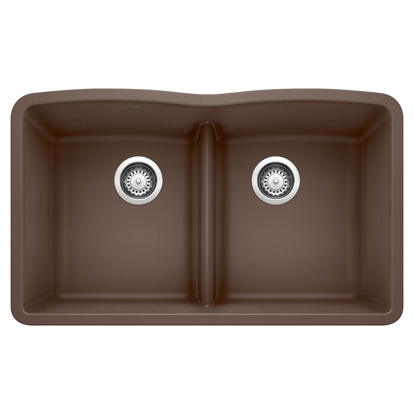 BLANCO Diamond SILGRANIT 32" 50/50 Double Bowl Undermount Kitchen Sink with Low Divide in brown finish