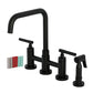 Kingston KS8287CKLBS Kaiser Bridge Kitchen Faucet with Brass Sprayer, Brushed Brass in Matte Black finish