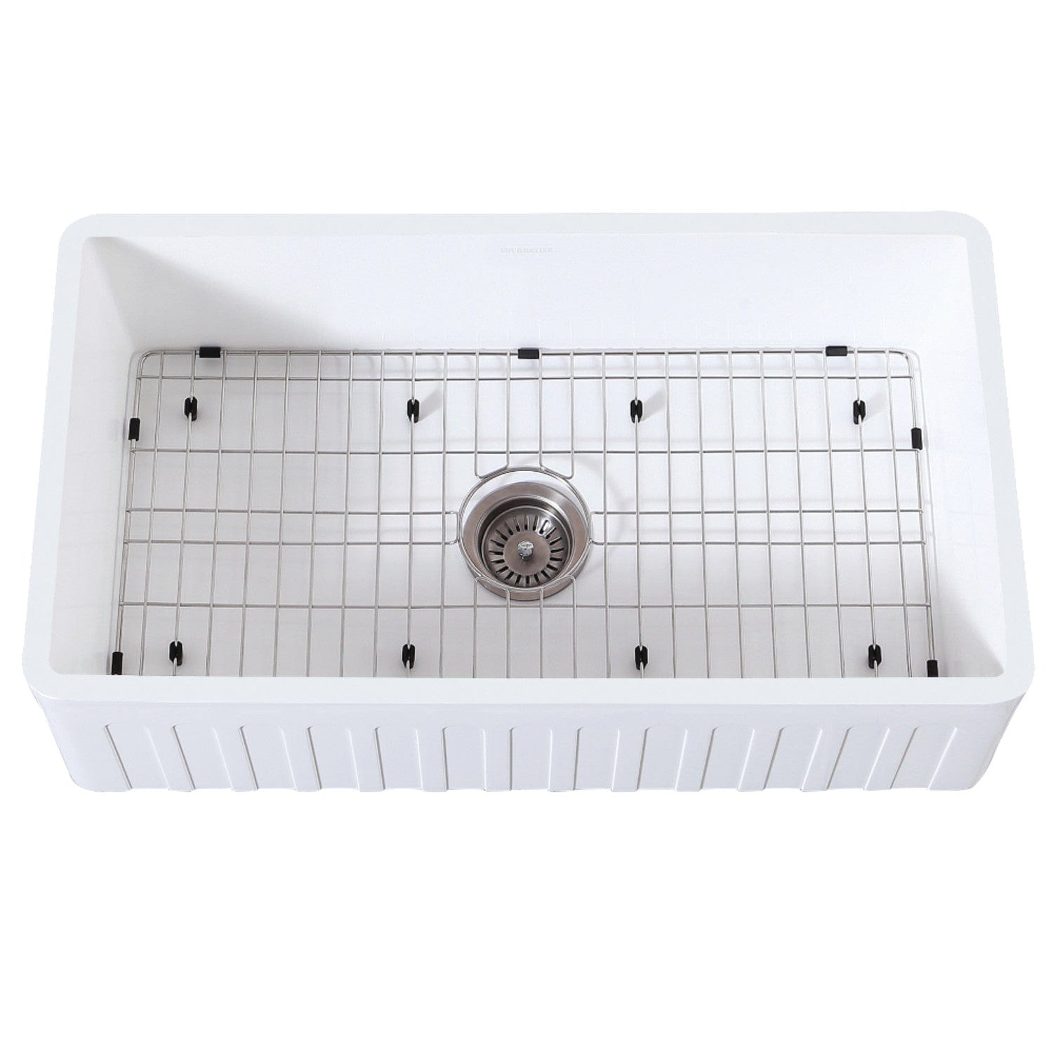 KINGSTON Brass Gourmetier 36" Kitchen Sink with Strainer and Grid - Matte White/Brushed