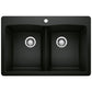 BLANCO Diamond SILGRANIT 33" 50/50 Double Bowl Dual Mount Kitchen Sink