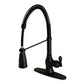 Gourmetier GSY8894ACL American Classic Single-Handle Deck-Mount Pre-Rinse Kitchen Faucet, Black Stainless in matte black finish.