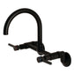 Kingston Brass KS814SB Concord Wall Mount Bridge Kitchen Faucet with gooseneck design and durable finish.