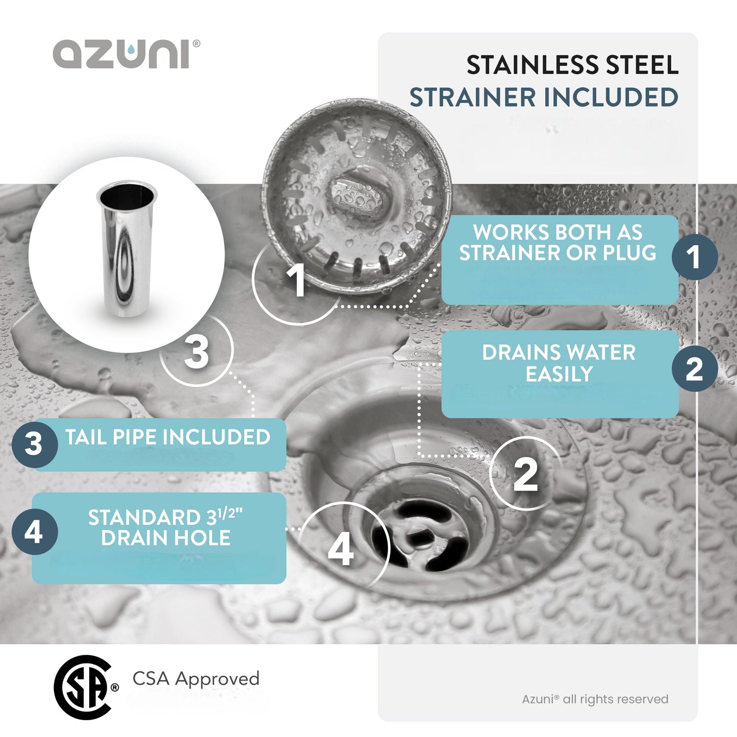 Stylish Azuni 22" Stainless Steel Dual Mount Utility Sink