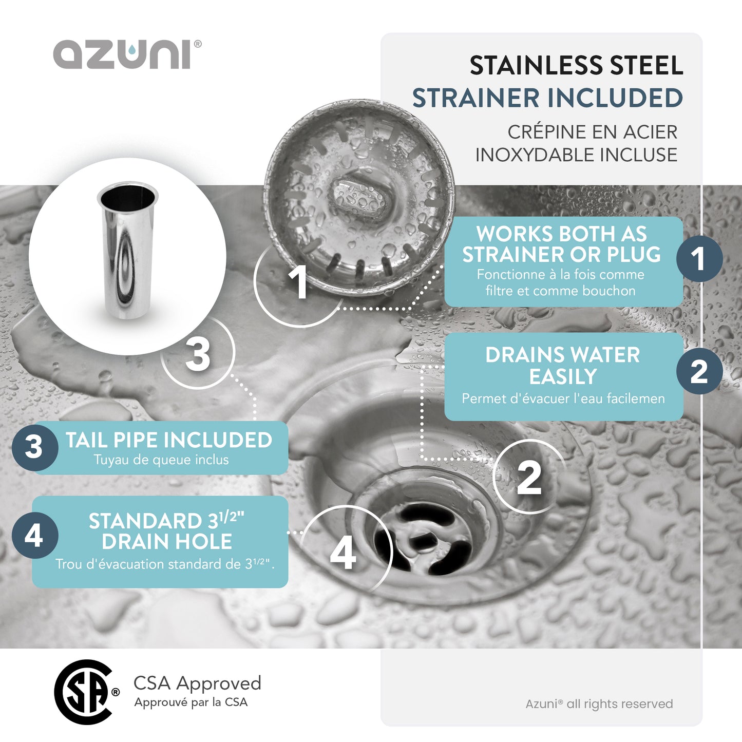 Azuni 22" Stainless Steel Dual Mount Utility Sink