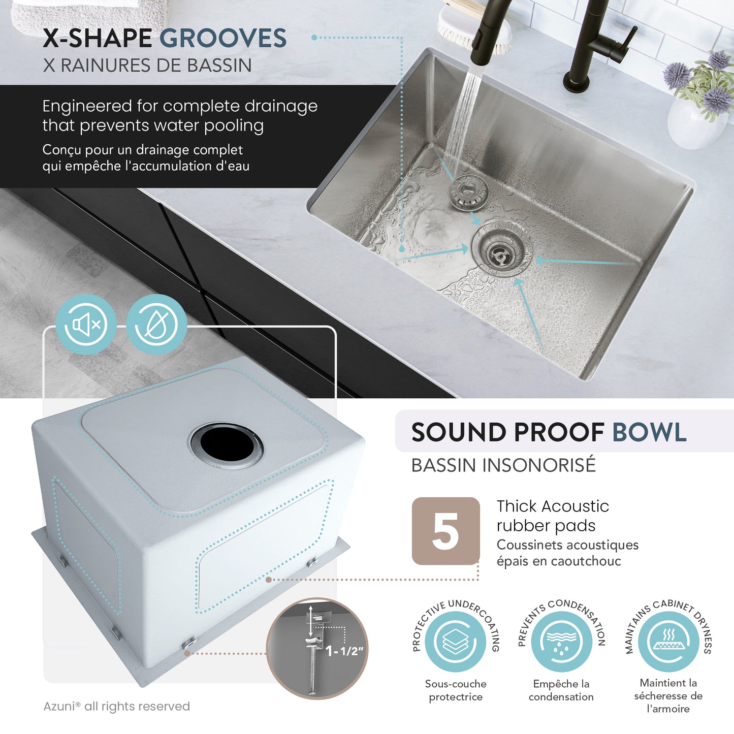 Azuni 22" Stainless Steel Dual Mount Utility Sink