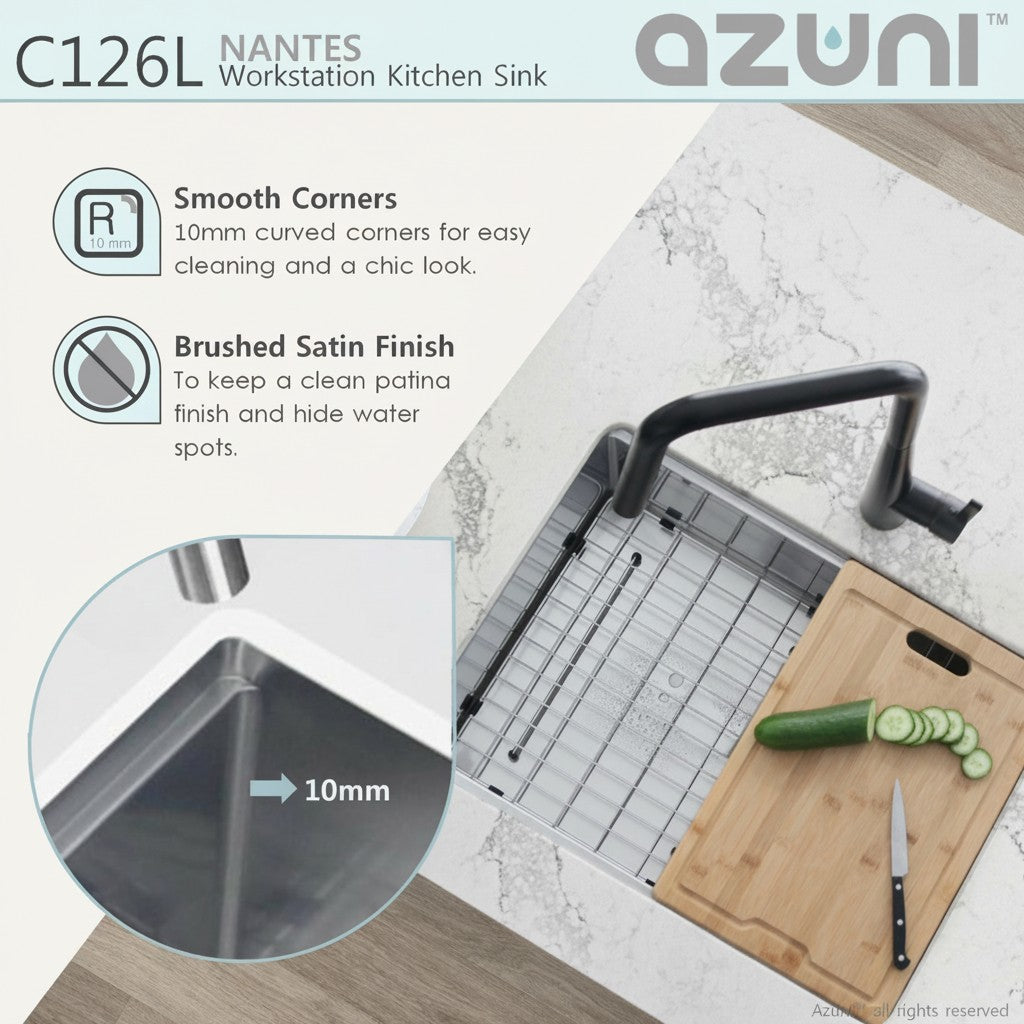 Stylish Azuni 25" Workstation Stainless Steel Undermount Sink