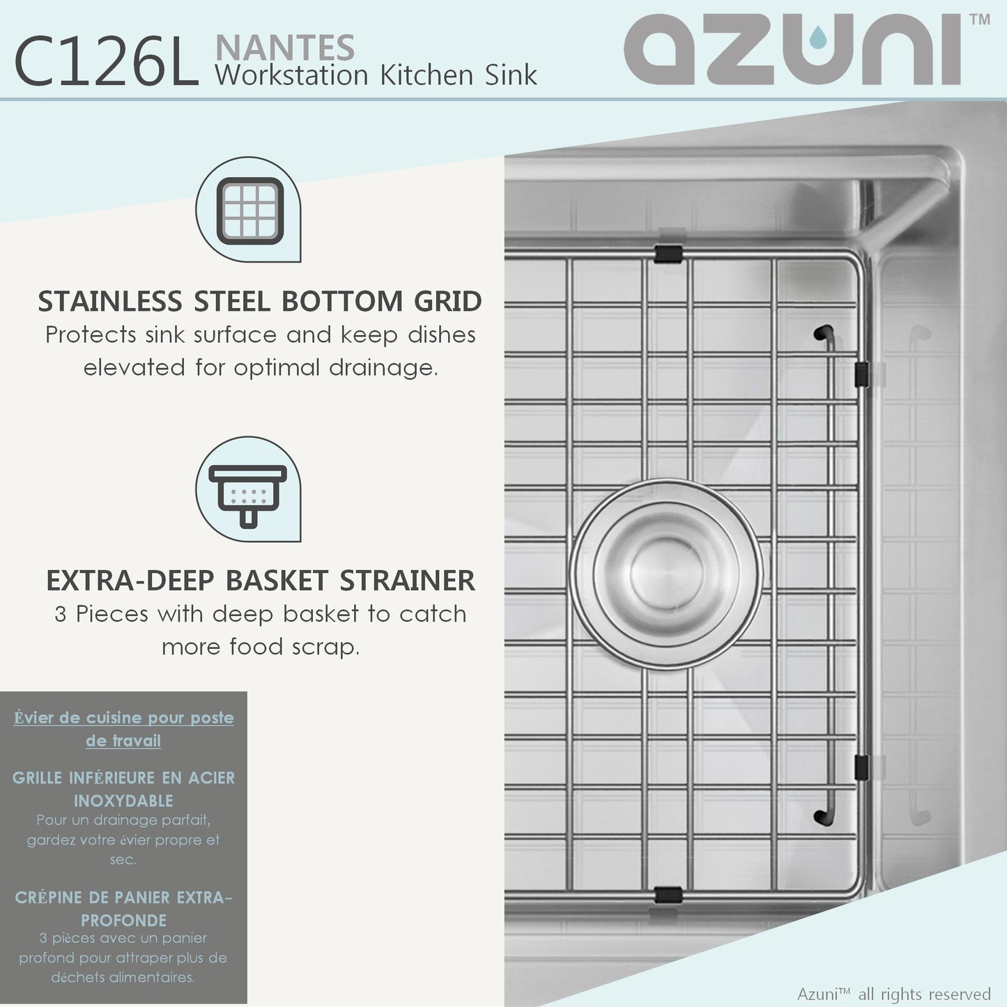 Azuni 25" Workstation Stainless Steel Undermount Sink