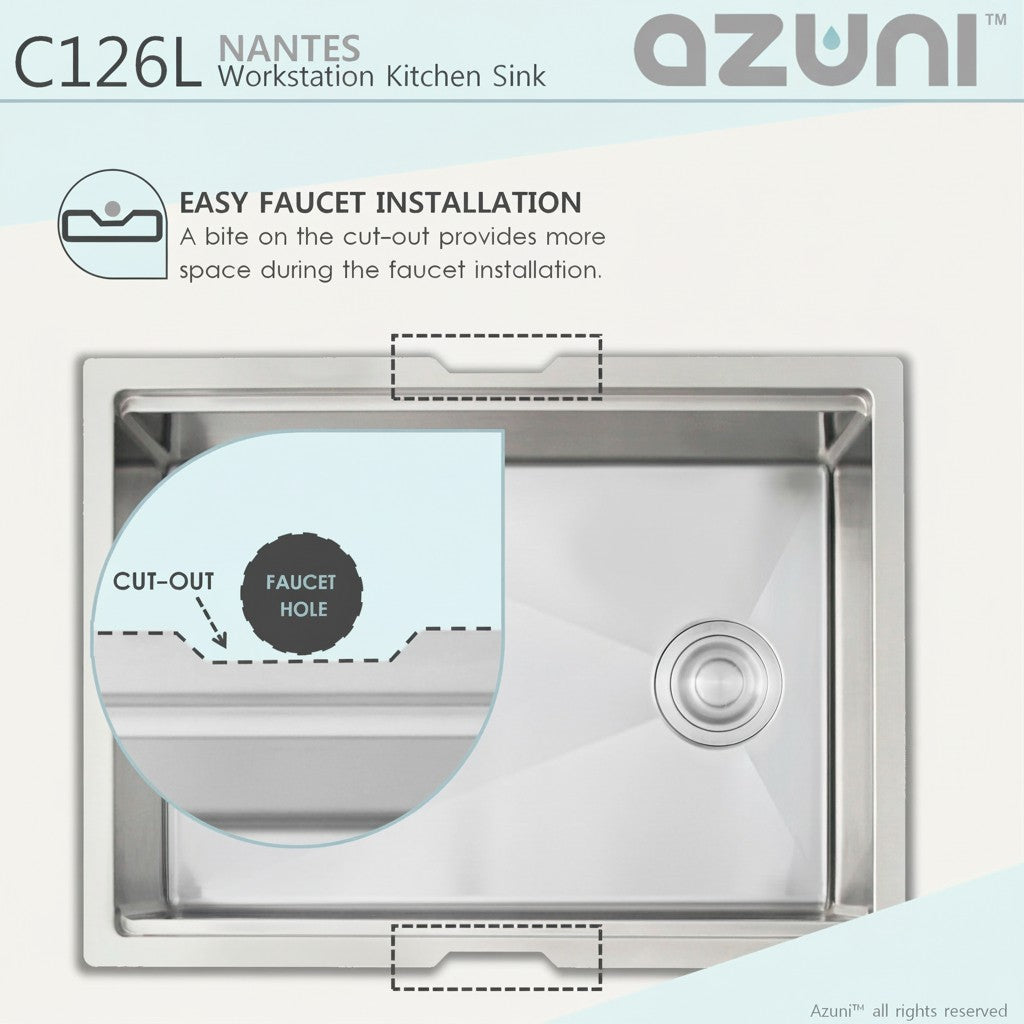 Stylish Azuni 25" Workstation Stainless Steel Undermount Sink