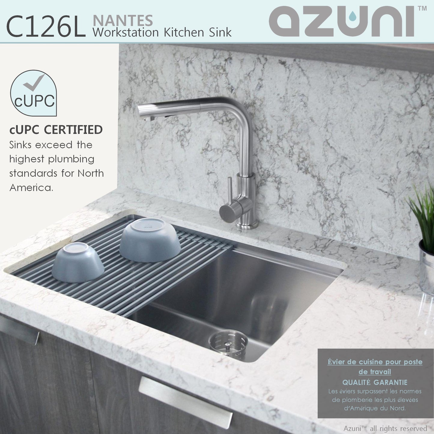 Azuni 25" Workstation Stainless Steel Undermount Sink