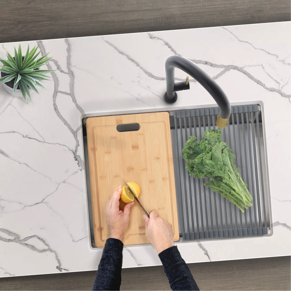 Stylish Azuni 25" Workstation Stainless Steel Undermount Sink