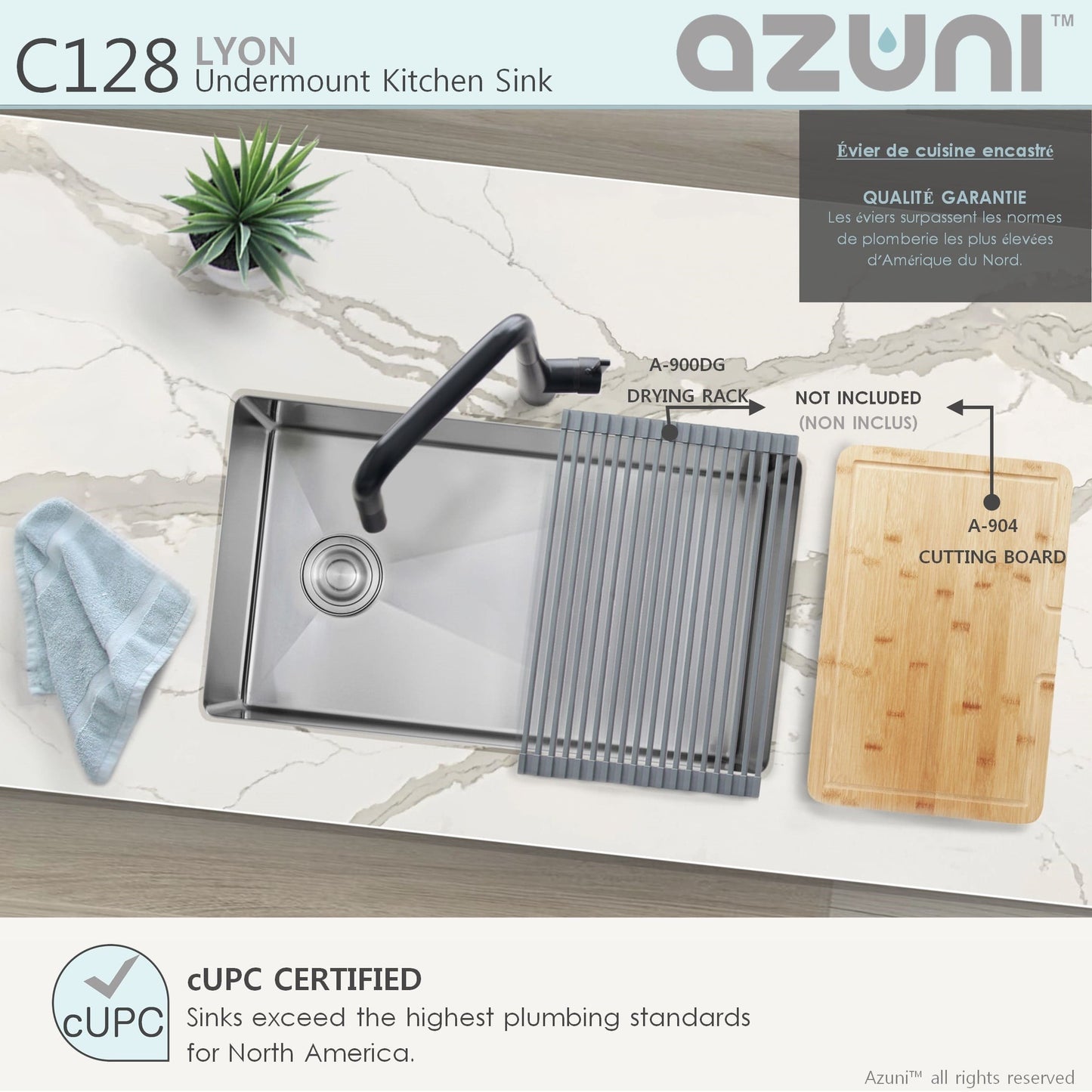 Azuni 28" Stainless Steel Undermount Kitchen Sink