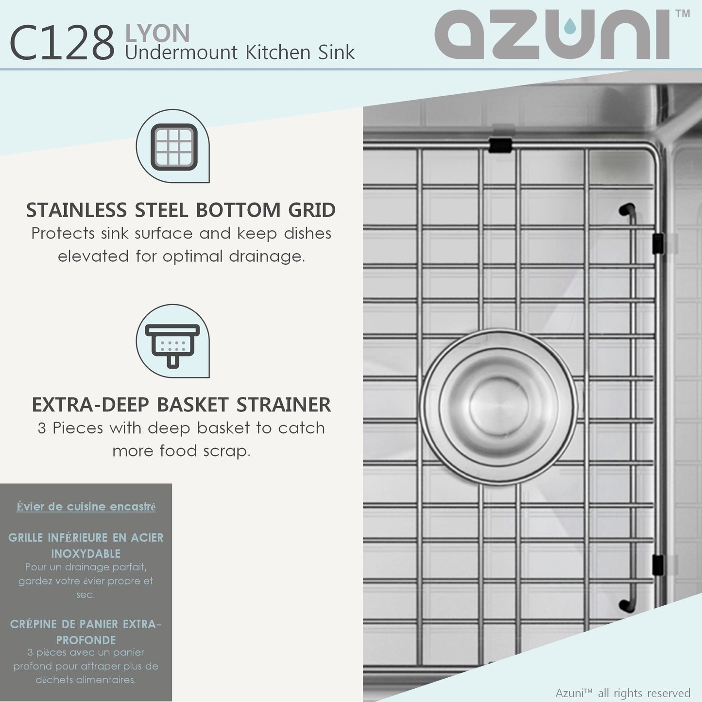 Azuni 28" Stainless Steel Undermount Kitchen Sink