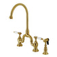 Kingston KS7793BPLBS Bel-Air Bridge Kitchen Faucet with Brass Sprayer, Antique Brass