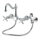 Kingston KS1243ZXBS Millennium Two-Handle Wall Mount Bridge Kitchen Faucet with Brass Sprayer, Antique Brass