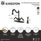Kingston KS1238PKLBS Duchess Two-Handle Kitchen Faucet with Brass Sprayer, Brushed Nickel with black porcelain handles