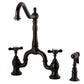 Kingston KS7758BEXBS Essex Bridge Kitchen Faucet with Brass Sprayer, Brushed Nickel in Oil Rubbed Bronze finish.