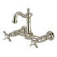 Kingston KS2443BEX Essex Two-Handle Wall Mount Bridge Kitchen Faucet, Antique Brass in brushed nickel finish.