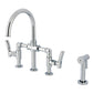 Kingston KS2333TKL Hallerbos Bridge Kitchen Faucet with Brass Sprayer, Antique Brass finish and side sprayer.