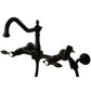 Kingston KS1248TALBS Tudor Two-Handle Wall Mount Bridge Kitchen Faucet with Brass Sprayer, Brushed Nickel in Oil Rubbed Bronze finish