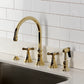 Kingston Brass KS2798BEXBS Essex Double-Handle Widespread Kitchen Faucet with Brass Sprayer, Brushed Nickel