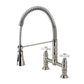 Gourmetier GS1273PX Heritage Double-Handle Deck-Mount Pre-Rinse Bridge Kitchen Faucet, Antique Brass in brushed nickel finish