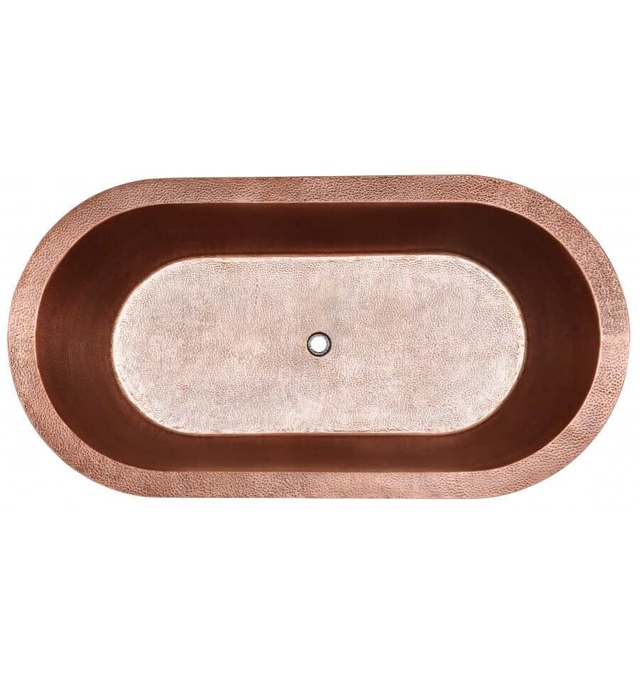 Thompson Cuitzeo Handcrafted Double Wall Antique Copper 14 Gauge luxury bathtub view from above.