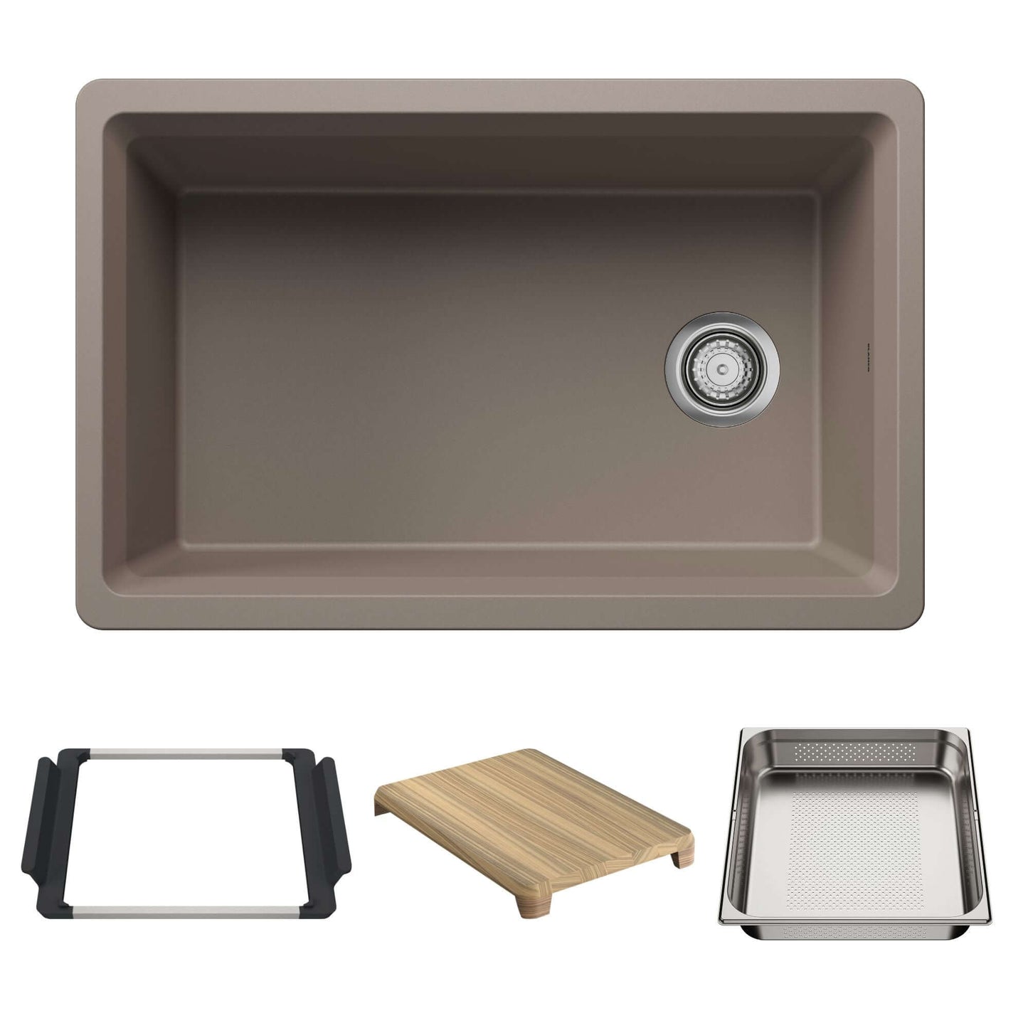 BLANCO Inteos SILGRANIT 30" Single Bowl Reversible Undermount Workstation Kitchen Sink with accessories