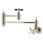 Kingston Brass KS3103ZX Millennium Wall Mount Pot Filler Faucet, Antique Brass in polished nickel finish.