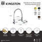 Gourmetier GS8287DL Concord Double-Handle Wall-Mount Pre-Rinse Bridge Kitchen Faucet, Brushed Brass dimensions and features diagram.