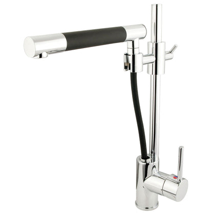 Kingston Brass KS8981DKL Concord Single-Handle Pull-Out Kitchen Faucet, Polished Chrome with modern design.