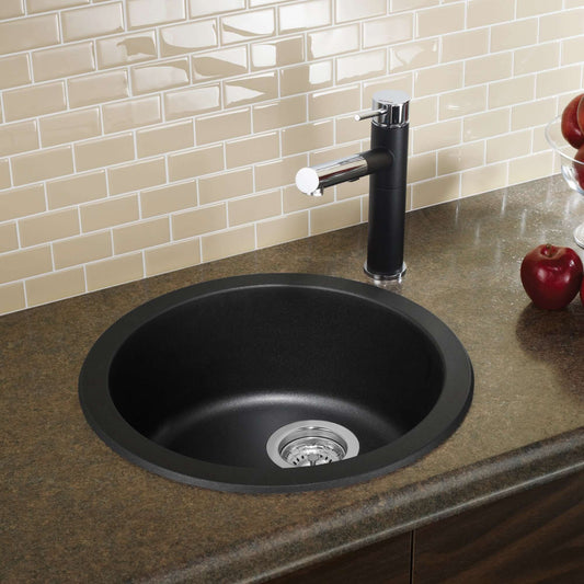 BLANCORONDO SILGRANIT 18" Dual Mount Bar Sink with modern faucet and countertop.