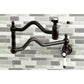 Kingston Brass KS2107BPL Bel-Air Wall Mount Pot Filler Faucet, Brushed Brass on a stylish backsplash.