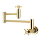 Kingston Brass KS8103ZX Millennium Wall Mount Pot Filler Faucet, Antique Brass with foldable swing arms.