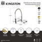 Kingston Brass GS8187CML Manhattan Double-Handle Wall-Mount Pre-Rinse Bridge Kitchen Faucet, Brushed Brass diagram and specifications