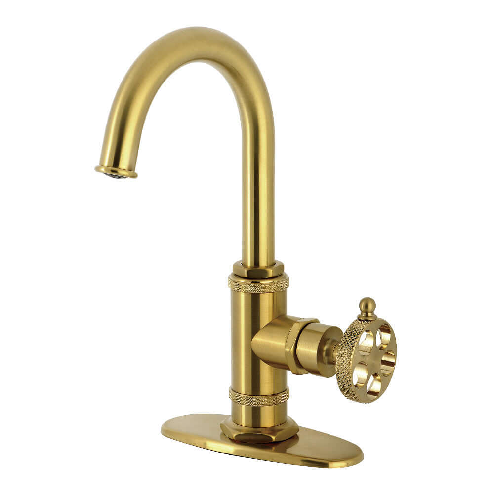 Kingston Brass KSD8503RKX Webb Single-Handle Bar Faucet with Knurled Handle, Antique Brass
