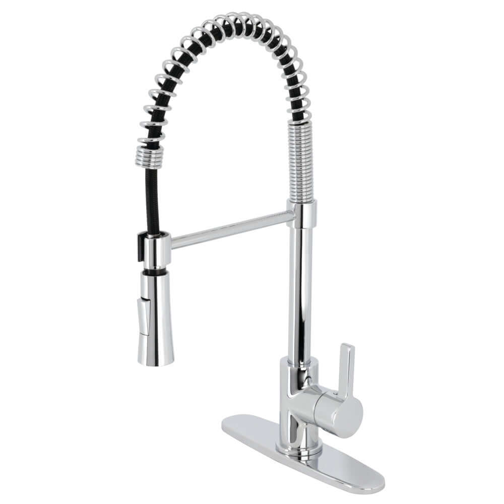 Gourmetier LS8678CTL Continental Single-Handle Deck-Mount Pre-Rinse Kitchen Faucet, Brushed Nickel right side view