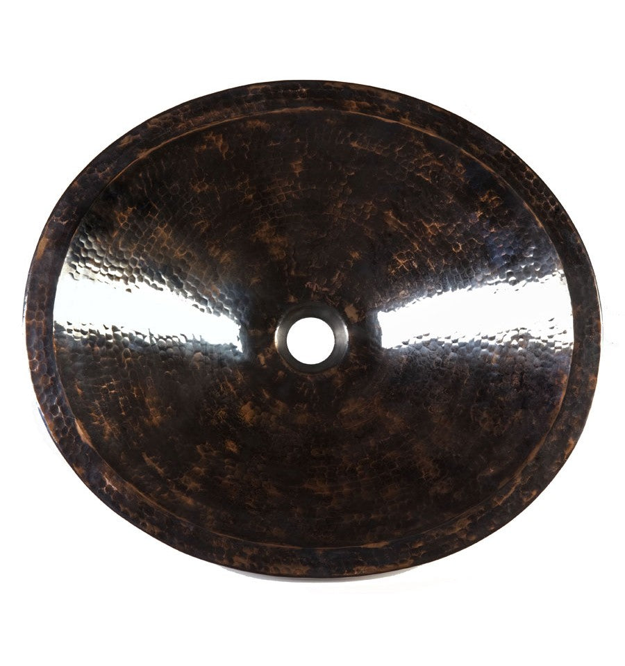 Thompson Puebla 19" Hammered Black Nickel Double Wall Oval Bathroom Sink - BRV-1916BLKN - view 3