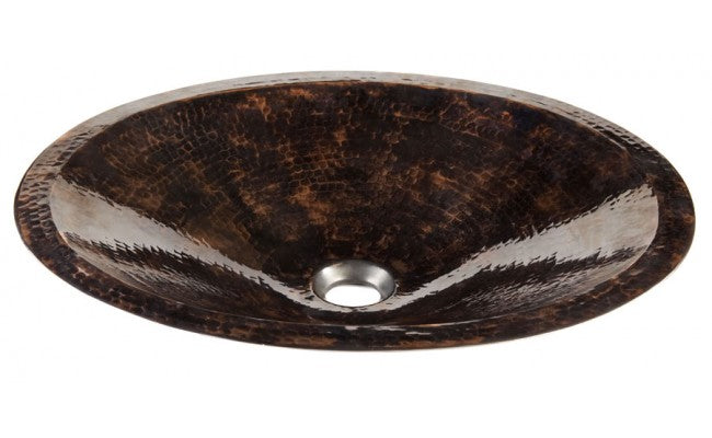 Thompson Puebla 19" Hammered Black Nickel Double Wall Oval Bathroom Sink - BRV-1916BLKN