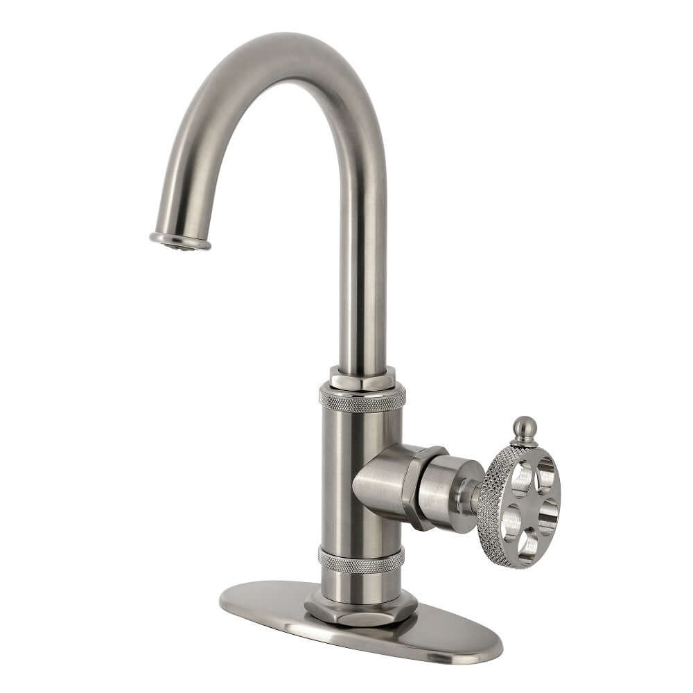 Kingston Brass KSD8503RKX Webb Single-Handle Bar Faucet with Knurled Handle, Antique Brass