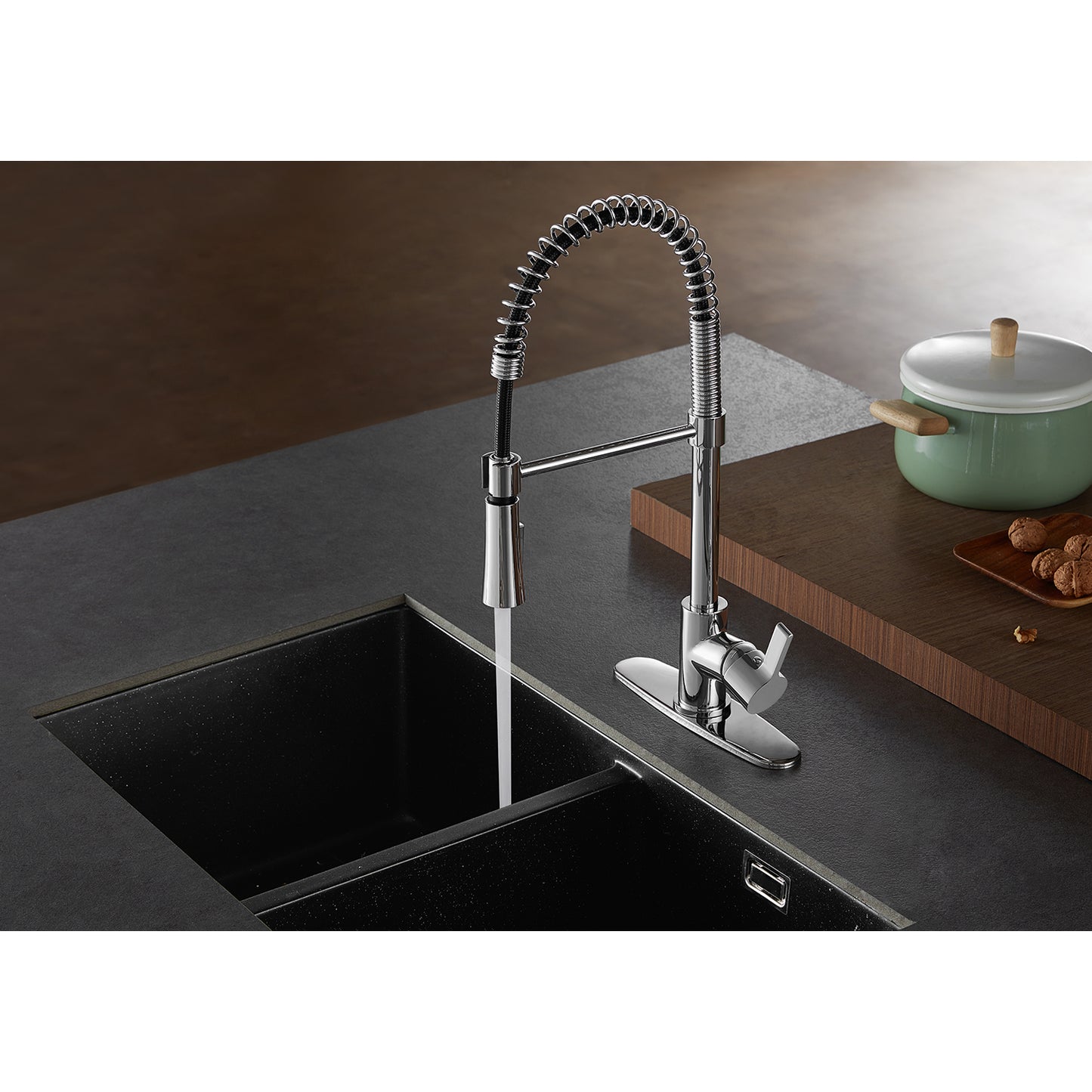 Gourmetier LS8678CTL Continental Single-Handle Deck-Mount Pre-Rinse Kitchen Faucet, Brushed Nickel