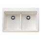 BLANCO Liven SILGRANIT 33" 50/50 Double Bowl Dual Mount Kitchen Sink with Low Divide