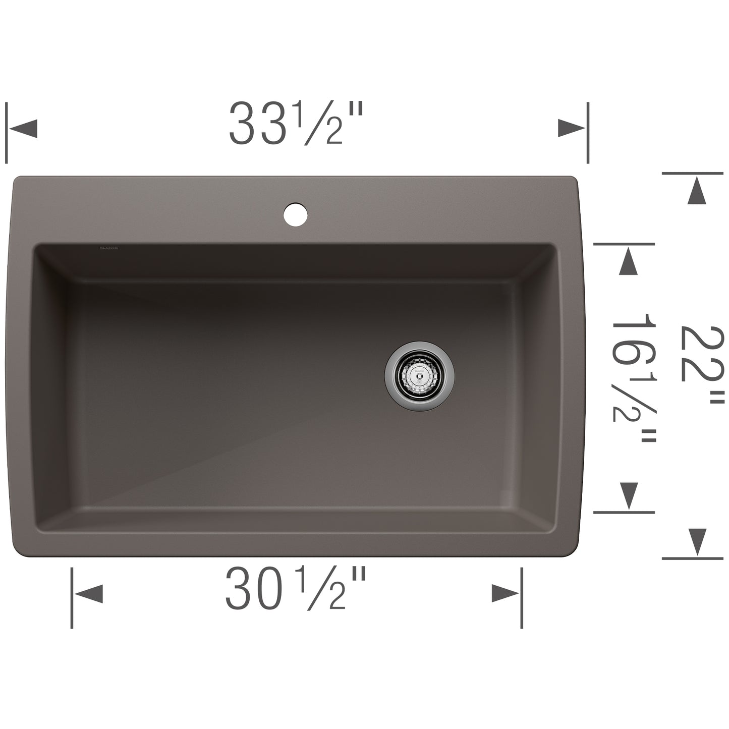 BLANCO Diamond SILGRANIT 33.5" Super Single Dual Mount Kitchen Sink dimensions and design features