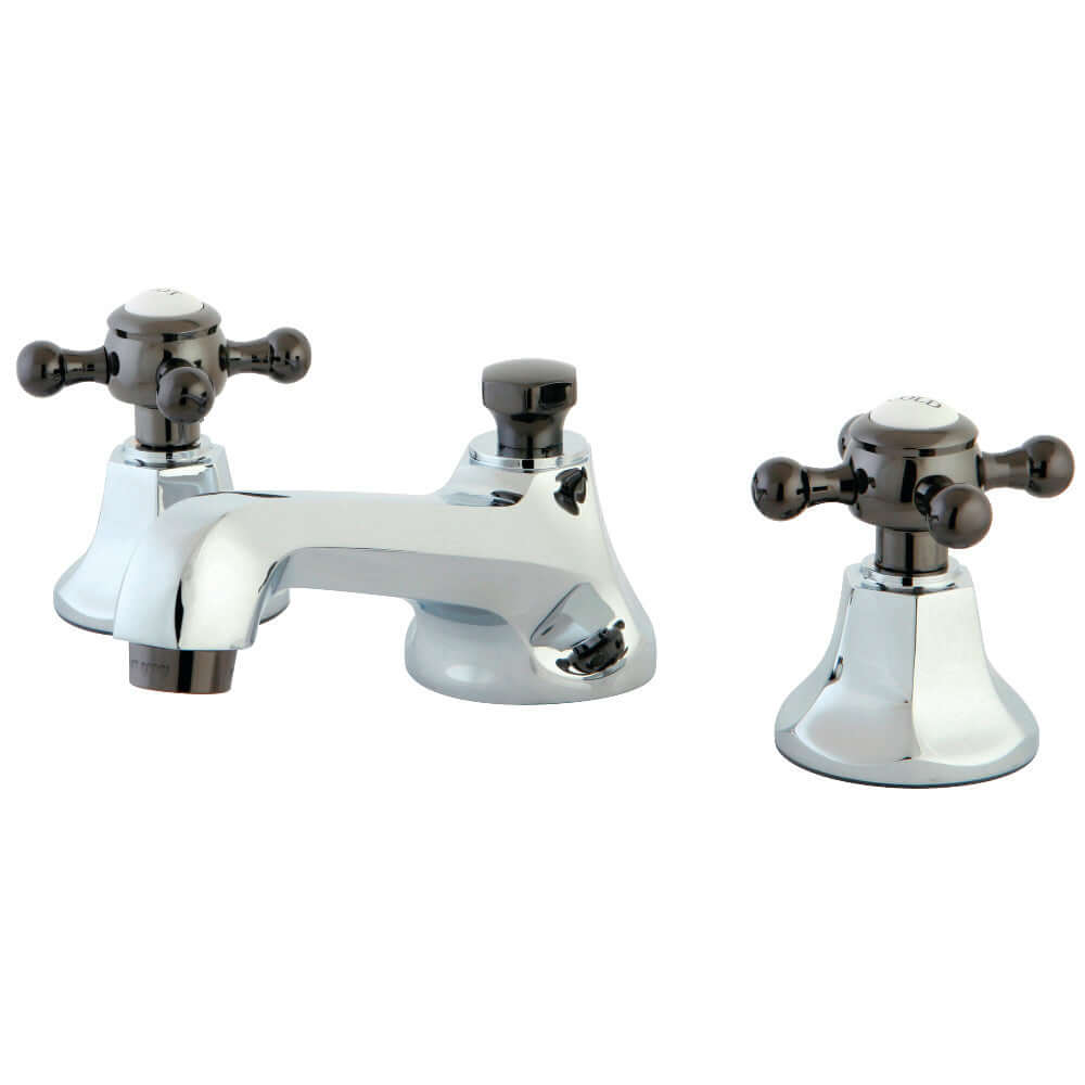 Kingston Brass NS4460BX Water Onyx Widespread Bathroom Faucet with cross handles and contemporary design
