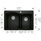 BLANCO Diamond SILGRANIT 33" 60/40 Double Bowl Dual Mount Kitchen Sink