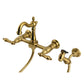 Kingston KS2443ALBS Heritage Two-Handle Wall Mount Bridge Kitchen Faucet with Brass Sprayer, Antique Brass